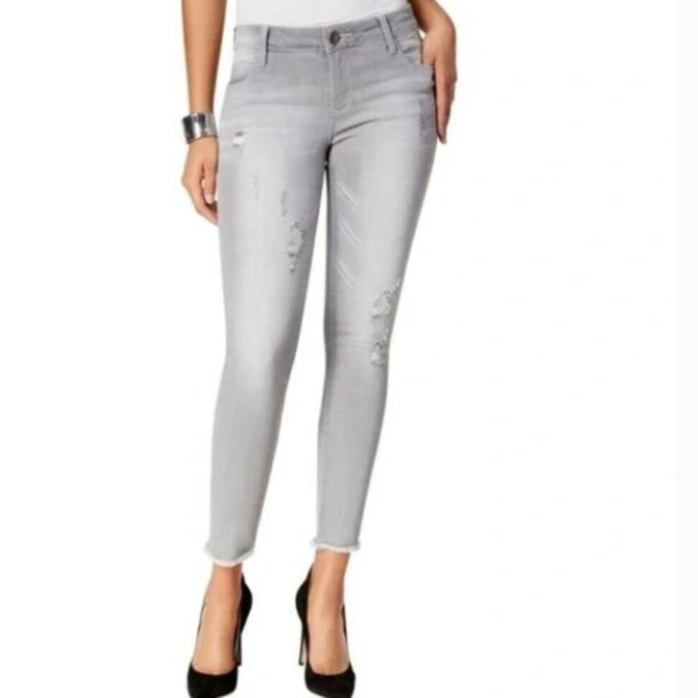 Kut‎ from the Kloth Women's Gray Brigitte Frayed Hem Skinny Ankle Jeans Sz. 2